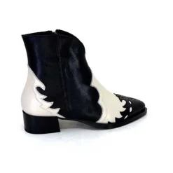 Dansi 5904 Cuir Noir Et Blanc*Femme Santiags
