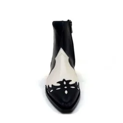 Dansi 5904 Cuir Noir Et Blanc*Femme Santiags