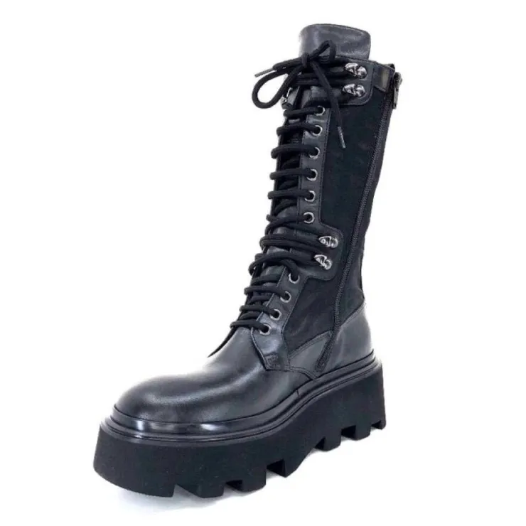 Elena iachi E2992-T Cuir Noir Textile Noir*Femme Bottines
