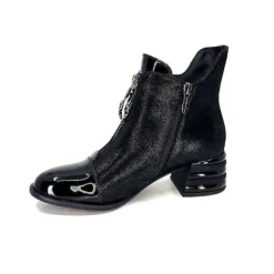 Elue Par Nous Maculotte Cuir Irise Noir Vernis Noir*Femme Bottines