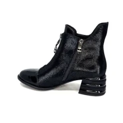 Elue Par Nous Maculotte Cuir Irise Noir Vernis Noir*Femme Bottines