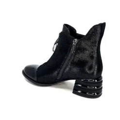 Elue Par Nous Maculotte Cuir Irise Noir Vernis Noir*Femme Bottines