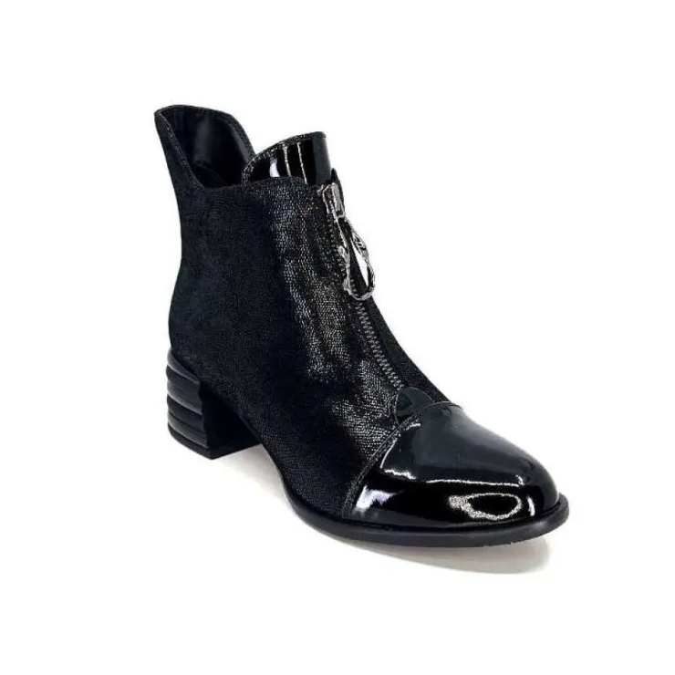 Elue Par Nous Maculotte Cuir Irise Noir Vernis Noir*Femme Bottines
