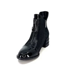 Elue Par Nous Maculotte Cuir Irise Noir Vernis Noir*Femme Bottines