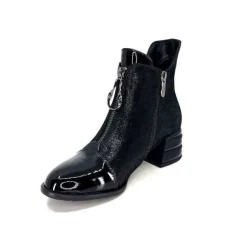 Elue Par Nous Maculotte Cuir Irise Noir Vernis Noir*Femme Bottines