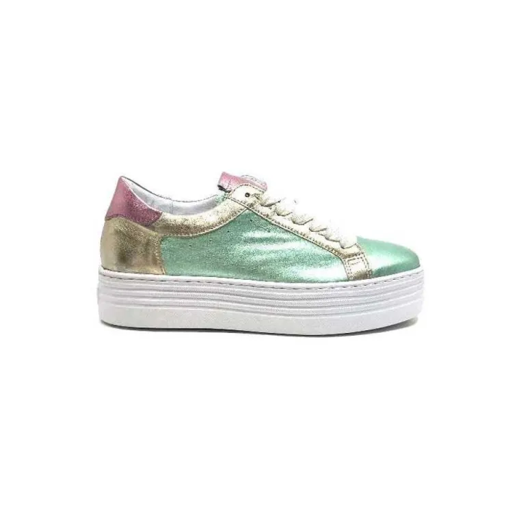 Elue Par Nous Nany Cuir Metal Vert*Femme Baskets