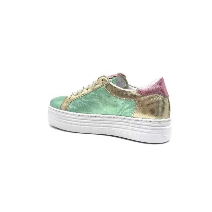Elue Par Nous Nany Cuir Metal Vert*Femme Baskets