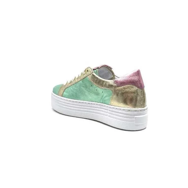 Elue Par Nous Nany Cuir Metal Vert*Femme Baskets