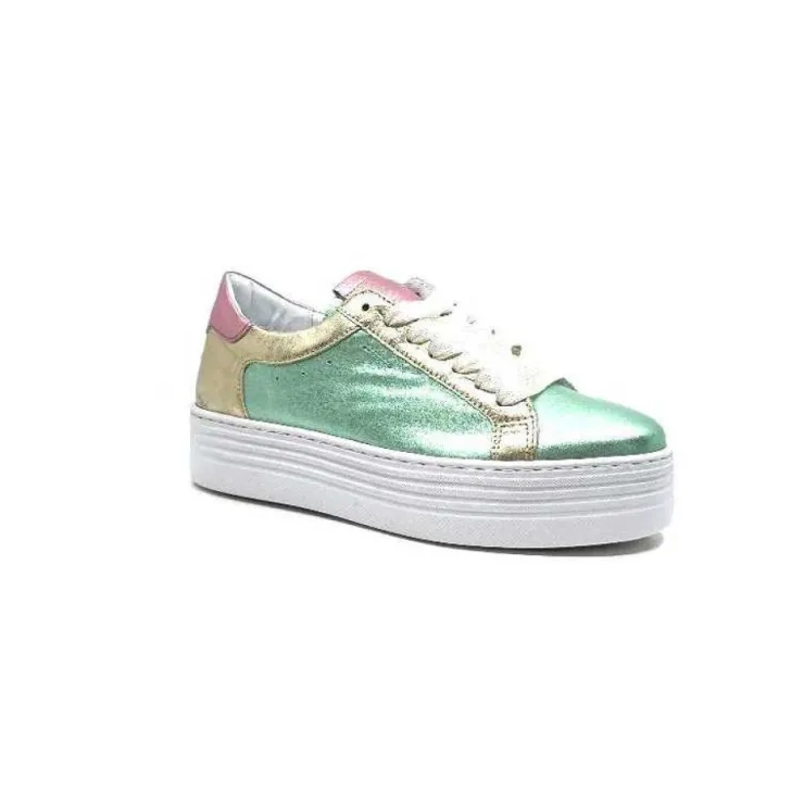 Elue Par Nous Nany Cuir Metal Vert*Femme Baskets
