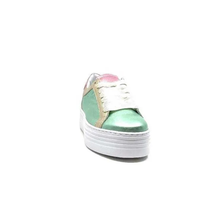Elue Par Nous Nany Cuir Metal Vert*Femme Baskets