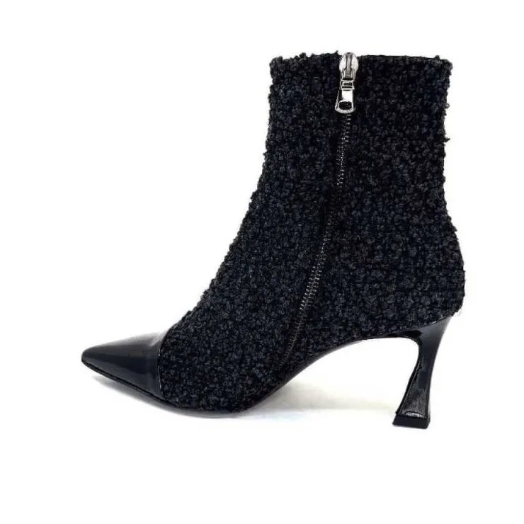 moon flower - enzo di martino Enzo Di Martino Eli 716 Cuir & Textile Noir*Femme Bottines