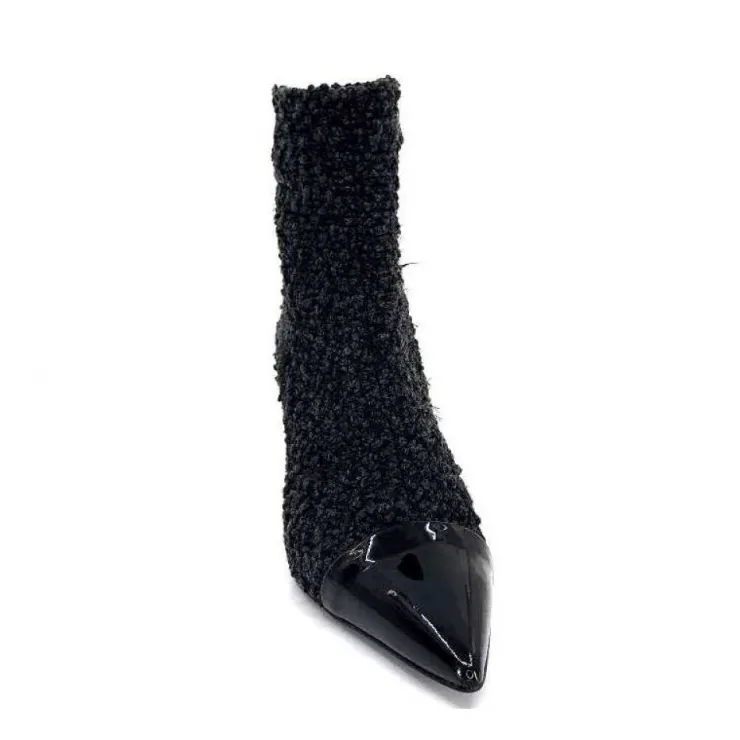 moon flower - enzo di martino Enzo Di Martino Eli 716 Cuir & Textile Noir*Femme Bottines