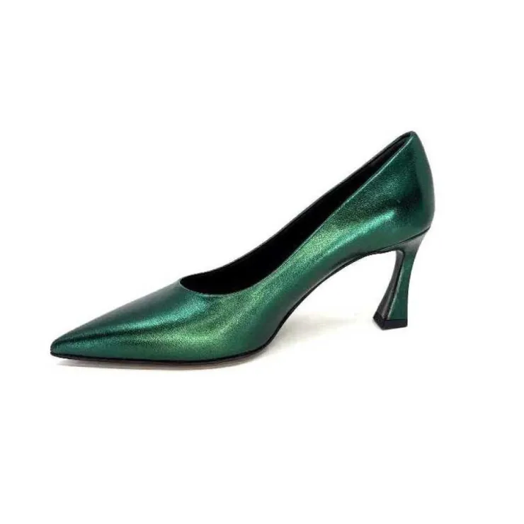 moon flower - enzo di martino Enzo Di Martino Eli 702 Cuir Metallique Vert*Femme Escarpins