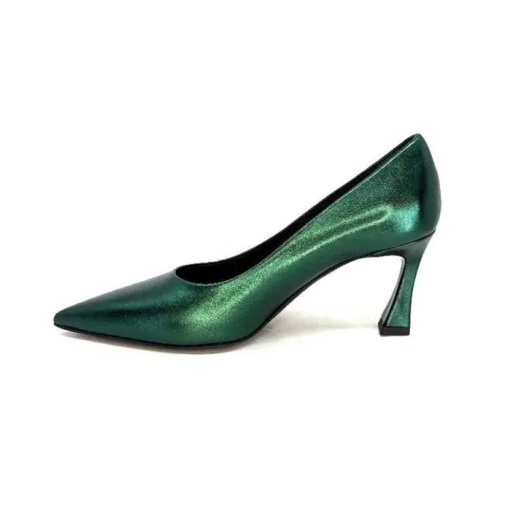 moon flower - enzo di martino Enzo Di Martino Eli 702 Cuir Metallique Vert*Femme Escarpins