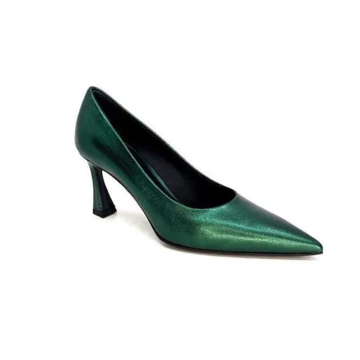 moon flower - enzo di martino Enzo Di Martino Eli 702 Cuir Metallique Vert*Femme Escarpins