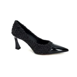 moon flower - enzo di martino Enzo Di Martino Eli 715 Textile Noir Cuir Vernis Noir*Femme Escarpins
