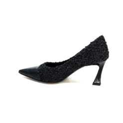 moon flower - enzo di martino Enzo Di Martino Eli 715 Textile Noir Cuir Vernis Noir*Femme Escarpins