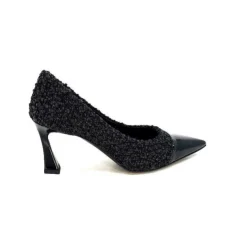 moon flower - enzo di martino Enzo Di Martino Eli 715 Textile Noir Cuir Vernis Noir*Femme Escarpins
