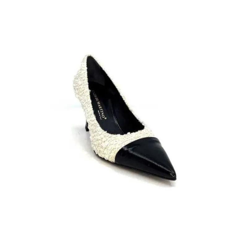 moon flower - enzo di martino Enzo Di Martino Eli 715 Textile Creme Cuir Vernis Noir*Femme Escarpins