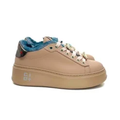 GioPiu Pia 82 Cuir Nude Fourrure Turquoise*Femme Baskets
