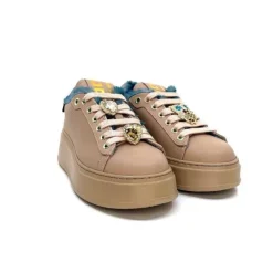 GioPiu Pia 82 Cuir Nude Fourrure Turquoise*Femme Baskets
