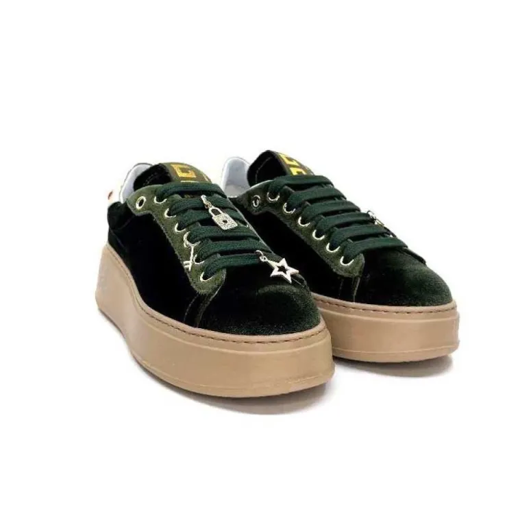 GioPiu Pia 104A Velour Vert*Femme Baskets