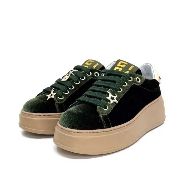 GioPiu Pia 104A Velour Vert*Femme Baskets