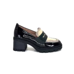 Hispanitas Chi 232965 Everest Cuir Vernis Noir Cuir Vert & Beige*Femme Mocassins