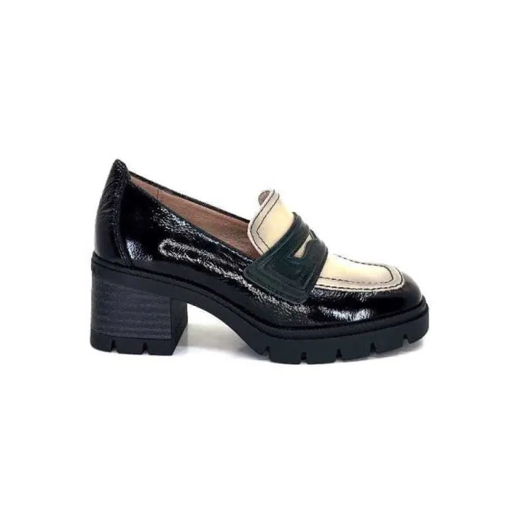 Hispanitas Chi 232965 Everest Cuir Vernis Noir Cuir Vert & Beige*Femme Mocassins