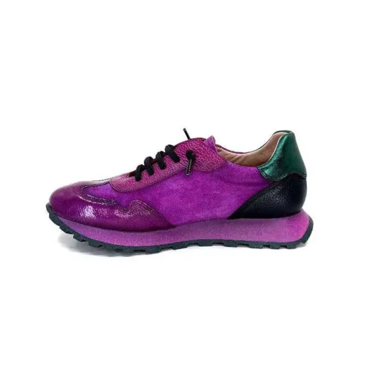 Hispanitas Hi 233073 Loira Cuir Vernis Et Daim Fushia*Femme Baskets