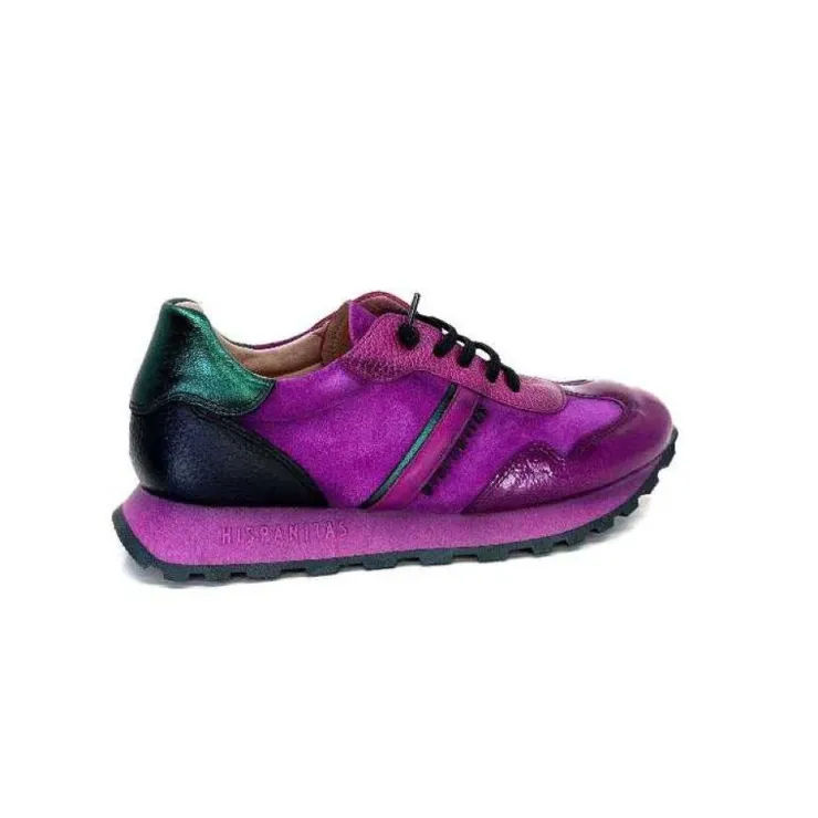Hispanitas Hi 233073 Loira Cuir Vernis Et Daim Fushia*Femme Baskets