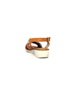 lola canales / calzado pasoli Ivoire 2146 Ceralin Cuir Rouge Marron Or*Femme Sandales