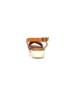 lola canales / calzado pasoli Ivoire 2146 Ceralin Cuir Rouge Marron Or*Femme Sandales