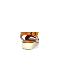 lola canales / calzado pasoli Ivoire 2146 Ceralin Cuir Rouge Marron Or*Femme Sandales