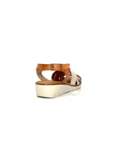 lola canales / calzado pasoli Ivoire 2146 Ceralin Cuir Rouge Marron Or*Femme Sandales