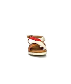 lola canales / calzado pasoli Ivoire 2146 Ceralin Cuir Rouge Marron Or*Femme Sandales
