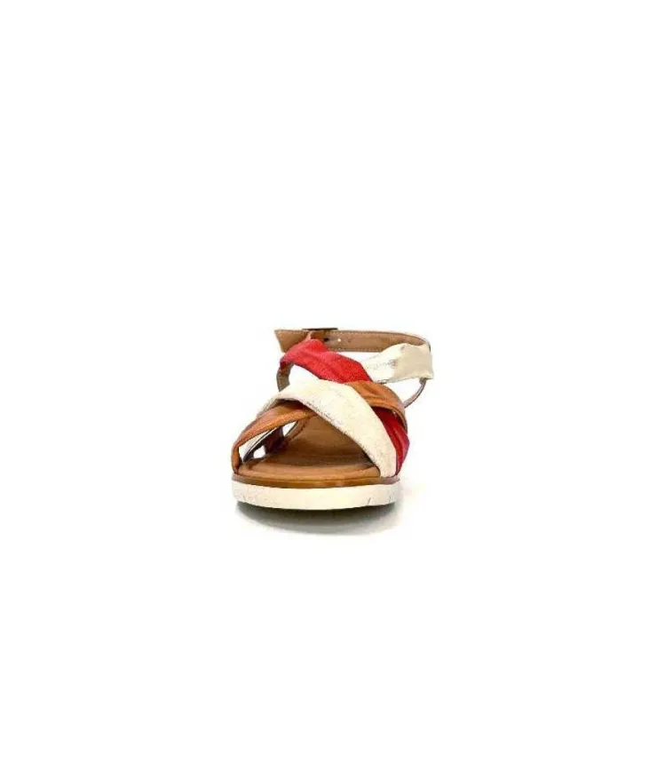 lola canales / calzado pasoli Ivoire 2146 Ceralin Cuir Rouge Marron Or*Femme Sandales