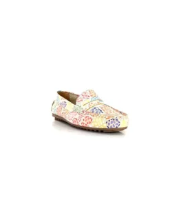 Ivoire0209b Ivoire 10322 Cuir Beige Multicolore*Femme Mocassins