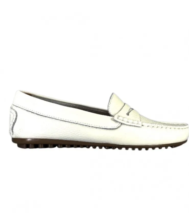 Ivoire0209b Ivoire 10322 Cuir Blanc*Femme Mocassins
