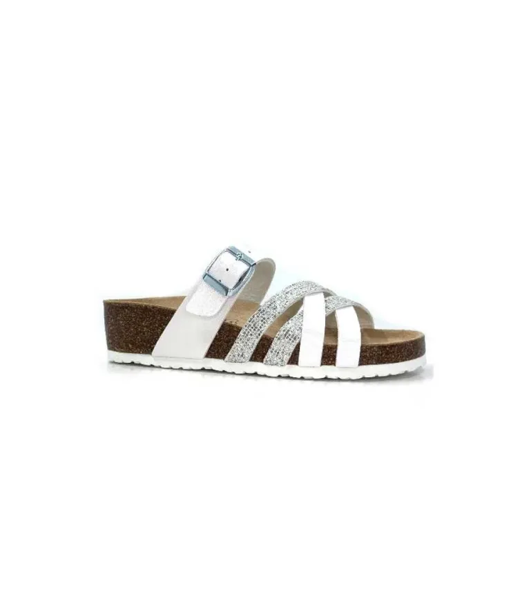 Ivoire0098a Ivoire 2115 Cuir Blanc Argent*Femme Plagettes