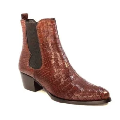 Ivoire0104a Ivoire 44447 Cuir Croco Cognac*Femme Santiags