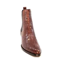 Ivoire0104a Ivoire 44447 Cuir Croco Cognac*Femme Santiags
