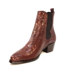 Ivoire0104a Ivoire 44447 Cuir Croco Cognac*Femme Santiags