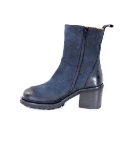 Ivoire0156 Ivoire 7753 Cuir Daim Bleu Marine*Femme Bottines