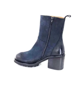 Ivoire0156 Ivoire 7753 Cuir Daim Bleu Marine*Femme Bottines