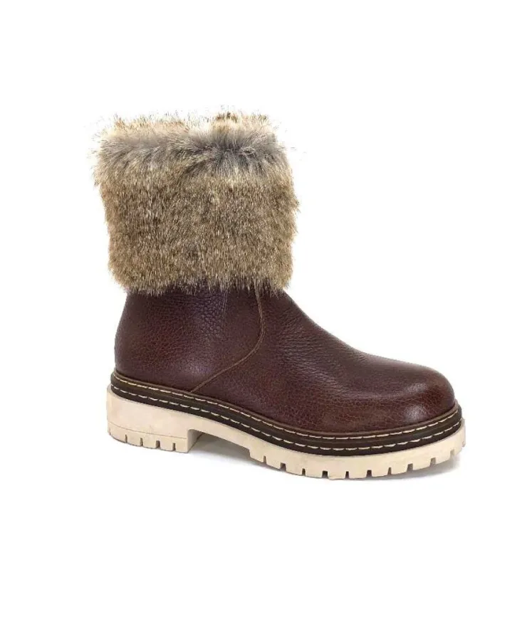 Ivoire-354 Ivoire 108523 Cuir Graine Marron*Femme Bottines