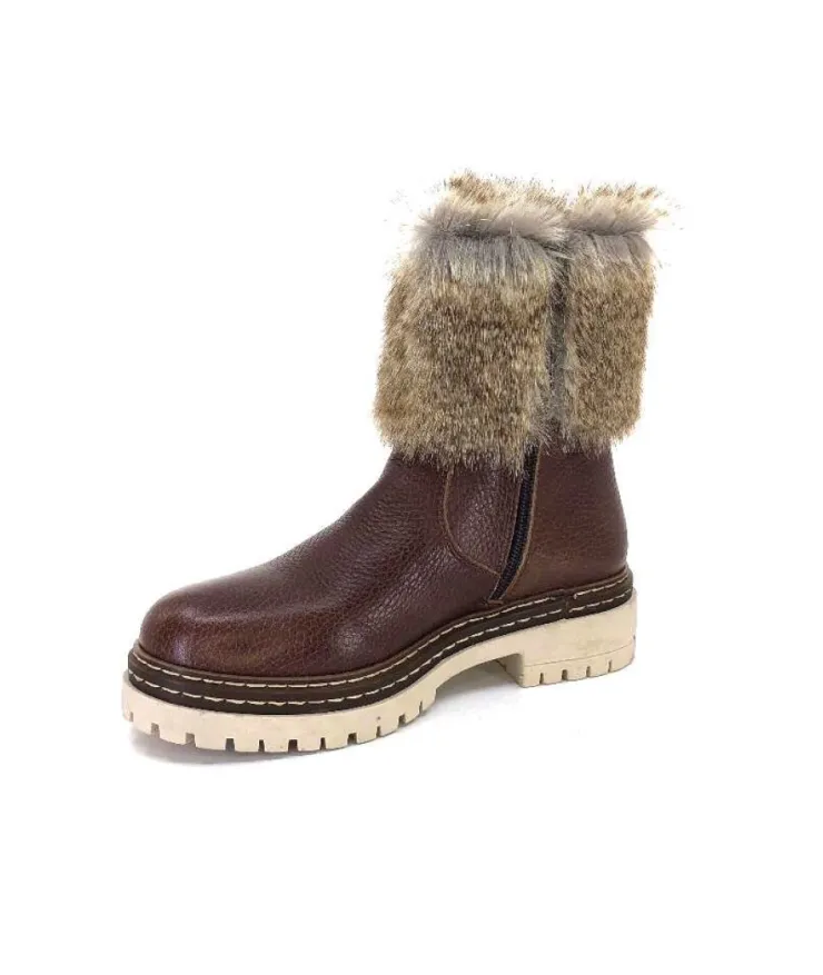 Ivoire-354 Ivoire 108523 Cuir Graine Marron*Femme Bottines