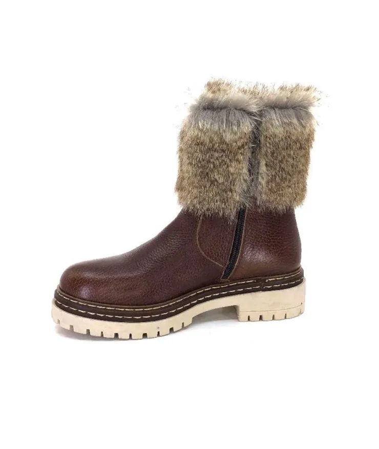 Ivoire-354 Ivoire 108523 Cuir Graine Marron*Femme Bottines