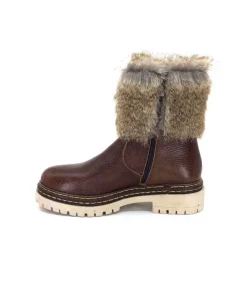 Ivoire-354 Ivoire 108523 Cuir Graine Marron*Femme Bottines