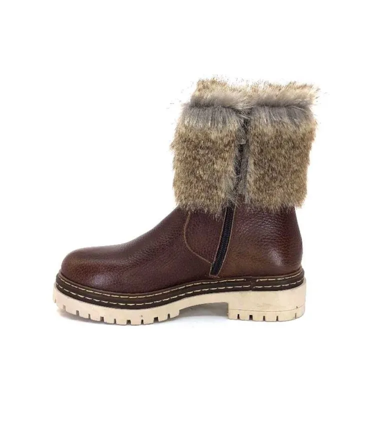 Ivoire-354 Ivoire 108523 Cuir Graine Marron*Femme Bottines